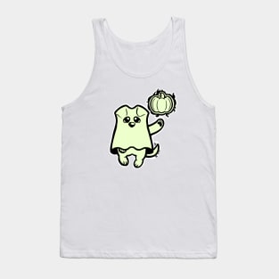 Little Ghost Dog Has a Pumpkin Tank Top